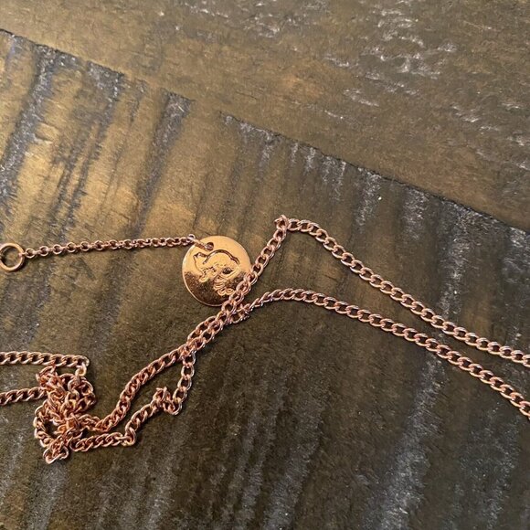 New Mint Mongoose Art Deco Style Rose Gold Colored Aqua Earring Necklace Set - Picture 4 of 4